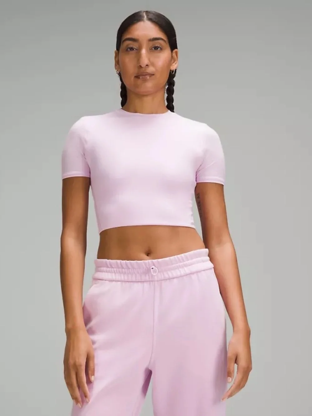 Lululemon Wundermost Ultra-Soft Nulu Crewneck Cropped T-Shirt Vitapink Size 6